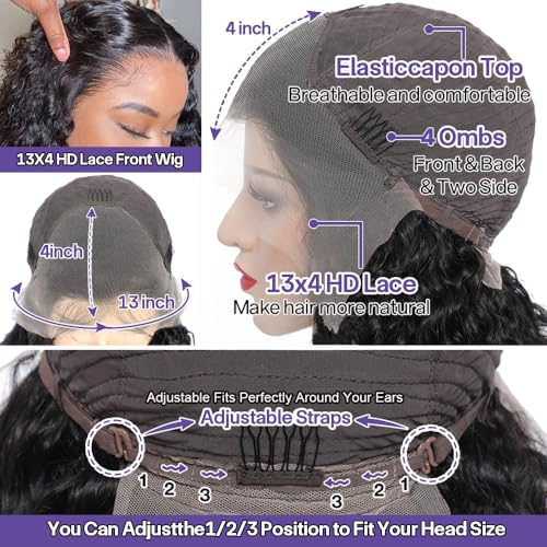13x4 Deep Wave Lace Front Wigs - Pre Plucked 180 Density - 20 Inch Human Hair Wig