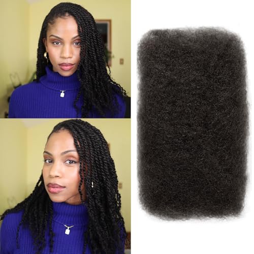 Afro Kinkys Bulk Human Hair,20 Inch 50g/Pack Afro Kinky-Curly Human Hair Bulk for Mini Twist, 4C Bulk Human Braiding Hair For Micro,Crochet,Repair, Dreadlocks,Locs Extensions