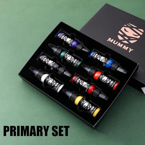 Mummy Primary Tattoo Ink Set 1 oz (30ml) 8 Colors Tattoo Pigment Kit Ink for Tattoo Supply