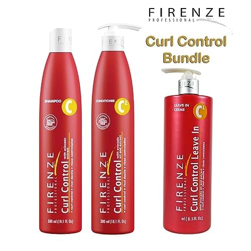 Firenze Professional Curl Control with avocado extract Shampoo, Conditioner and Leave In Cream, Includes Gift bag