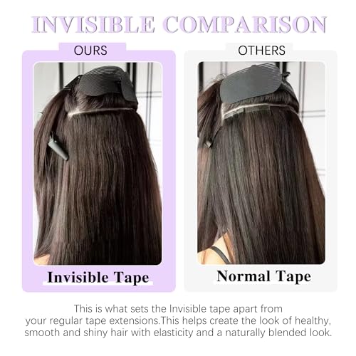Invisible Tape In Hair Extensions Human Hair Natural Black 14 inch 20pcs 50g/Pack Seamless Invisible Straight Tape ins Human Hair Extensions for Black Women