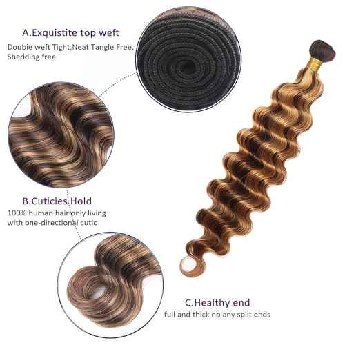 Body Wave Human Hair Bundles 1B Color 16 18 20 Inch Brazilian Virgin Remy Hair Extensions 12A Grade 3 Bundles Soft Natural Weave for Black Women