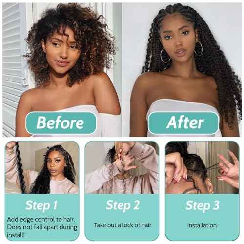 Human Braiding Hair for Boho Braids Human Hair 110g 20 Inch Curly Boho Hair for Braiding Knotless 12A Deep Wave Bohemian 3 Bundles/Pack Chocolate Brown