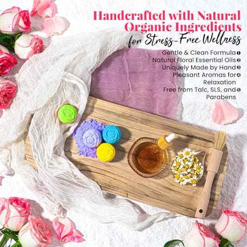 Bath Bomb Gift Set for Women ? 10 Pack Handmade with Natural Essential Oils, 5 Aromatic Scents, Relaxing Rose Bubble Bath, Self Care Birthday & Summer Gifts for Mom, Wife, and Her