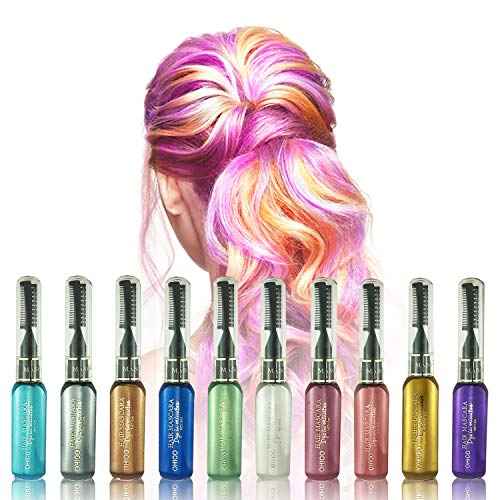 Adofect 10 Colors Temporary Hair Mascara Instantly Hair Color Dye Great Gift for Girls, Women, Temporary Hair Color Chalk