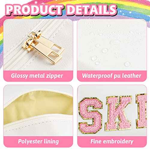 Preppy Makeup Bag,Skincare Bag,PU Leather Portable Waterproof Preppy Stuff for Travel Toiletry Bag,Makeup Bag for Girls Women