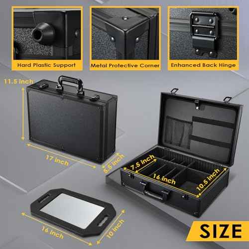Barber Accessory Case with Mirror, Profesional Barbers Briefcase Tool Case, Barber Cases for Clippers and Supplies, Hair Scissors Trimmer Organizer, Salon Grooming Hard Travel Suitcase