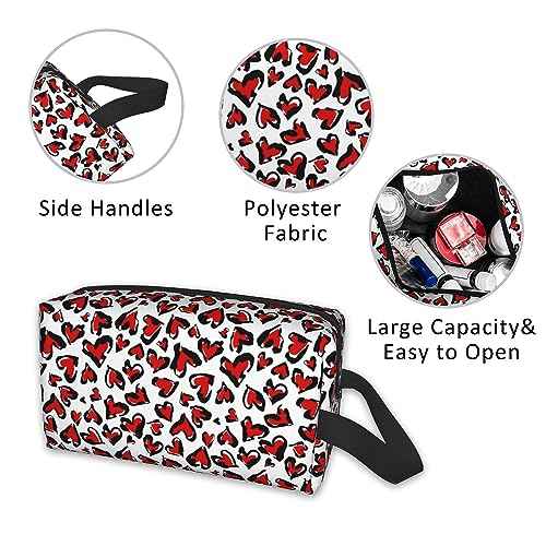 Travel Toiletry Bag Abstract Heart Pattern Personalized Travel Makeup Bag Large Capacity with Zipper Multi-Style Portable,Women and Men Gift Idea Travel Cosmetic Bag