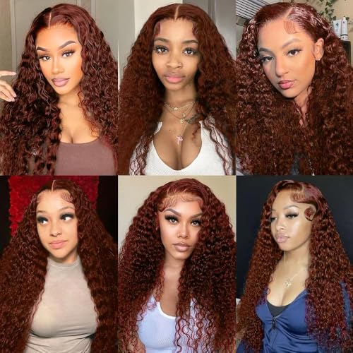 Reddish Brown Kinky Curly Bundles Human Hair Auburn Bundles 20 22 24 Inch Double Weft Color 33 Human Hair Weave Extensions Copper Brown Curly Bundle