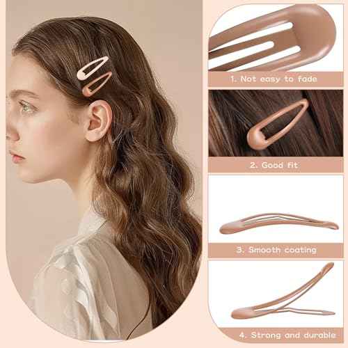 obeoby 30 Pcs 5 Colors Metal Snap Hair Clips, 2 Inch Hair Barrettes Hair Accessories for Women Girls