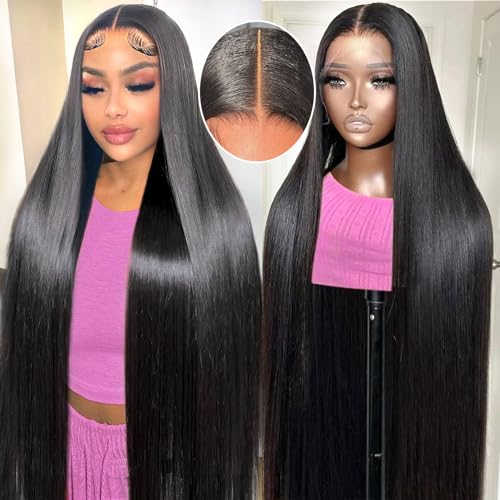 26 Inch Lace Front Wigs Human Hair HD Straight 13x6 Pre Plucked 180% Density Glueless Wigs for Black Women