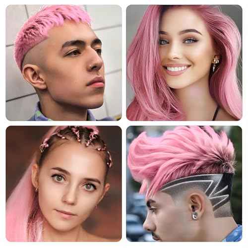 VOLLUCK Temporary Hair Wax Natural Instant Hair Color Wax Pomades 4.23 oz, Dosposable Hair Styling Clay for Party, Festival, Halloween, Christmas, Light Pink