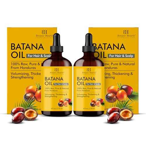 Botanic Hearth 100% Pure Batana Oil For Hair Growth | Infused with Batana Kemel Oil | Hair Oil Repairs Dry Damaged Hair, Strengthening, Healthier - Hair Tonic, 4.0 fl oz (pack of 2)