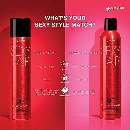 SexyHair Big Spray & Play Harder Firm Volumizing Hairspray | All Day Hold and Shine | Up to 72 Hour Humidity Resistance