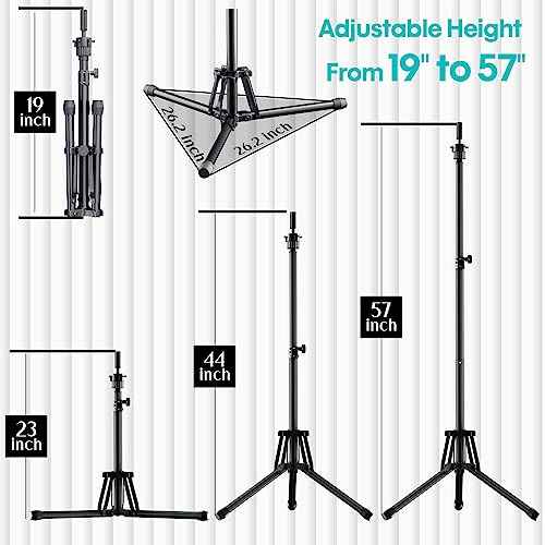 Wig Stand Tripod - Reinforced Metal Mannequin Head Stand with Tool Tray, Adjustable Height 31" - 57" Wig Head Stand for Styling Cosmetology Hairdressing Training with Wig Caps T-Pins Hair Clips