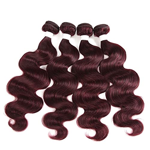 Remy Hair Body Wave Bundles - 99j Human Hair, 8A Grade Unprocessed Brazilian Virgin Hair, 26 Inch, For Black Women