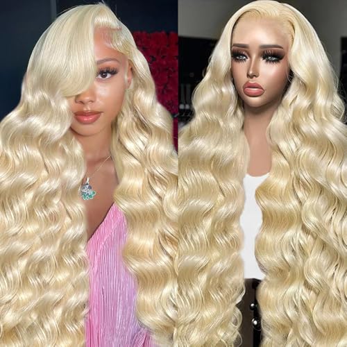 613 Lace Front Wig Human Hair 13x6 Blonde Lace Front Wigs Pre Plucked 200% Density 613 Body Wave Hd Lace Frontal Wigs Human Hair Glueless 613 Blonde Wig 24 Inch