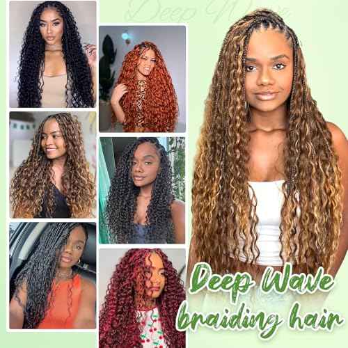 Eerya Long Curly Braiding Hair 18 Inch 2 Packs Ocean Wave Crochet Hair for Black Women Deep Wave Braiding Hair for Boho Braids (18 inch, 1B)