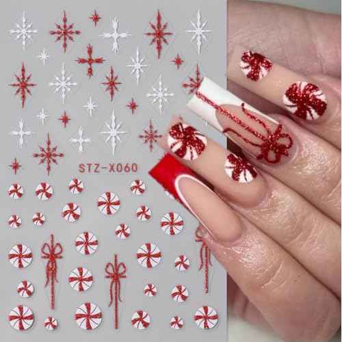 9 Sheets Christmas Nail Art Stickers Decals 3D Self-Adhesive Christmas Gifts Nail Art Supplies Cute Snowflake Xmas Winter Nail Art Design for Women Girls Nail Decoration Accessories