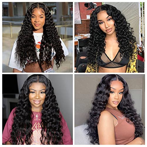 Peruvian Loose Deep Bundles,100% Unprocessed Virgin Human Hair Single Bundle 26 Inch 10A Peruvian Loose Deep Wave Human Hair Bundles Deep Curly Wave Human Hair Natural Black