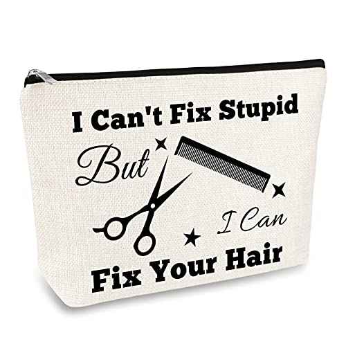 Hairdresser Gifts Hair Stylist Makeup Bag Hair Stylist Gifts Cosmetic Bags Funny Hair Dresser Gift Cosmetic Pouch Zipper Makeup Case Christmas Inspirational Graduation Gift for Hairdresser