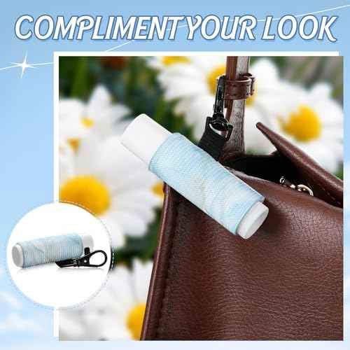 Sureio 10 Pack Lip Balm Holder Keychain Compact Clip On lipstick Lip Gloss Holder Keychain Elastic lipstick Sleeve Clip(Marble Style)