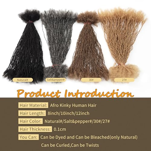 EV&ET Micro Locs Extesnions Human Hair 0.2cm Thickness Sisterlocks Curly Tips, Full Handmade Interlocking Permanent Soft Dreadlock Extensions Natural Looking Locs (#27 40pieces, 8inch 0.2cm)