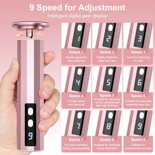 Electric Foot Callus Remover, 2 in 1 Rechargeable Foot File for Feet & Nails, 9 Speed Controller Callus Remover with Replaceable Sandpaper, Cordless Pedicure Tools for Dead Skin and Calluses (Pink)