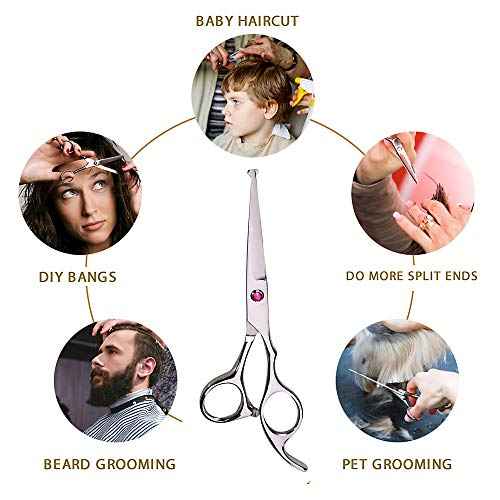 Kids Hair Cutting Scissors Set Professional 6.5 inch Saftey Round Head Hair cut Scissors Kit with Cutting Thinning Scissors Hairdressing Shears Set for Barber Salon £¨red£©