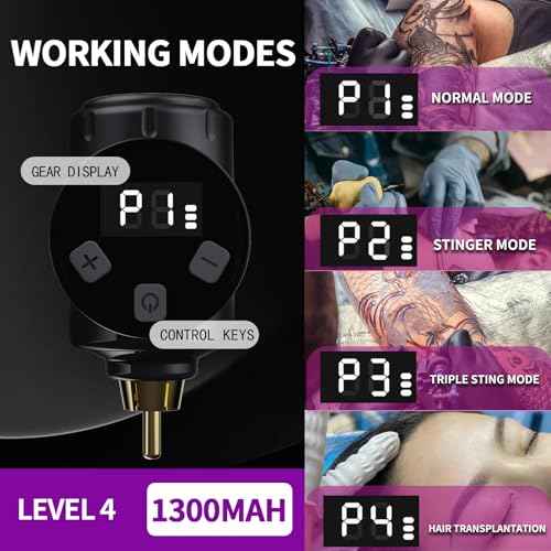 Tattoo Kit Tattoo Gun Wireless Tattoo Machine with 2 Batteries, Tattoo Ink Color Set, 20Pcs Tattoo Needles and Full Accessories Tattoo kit Complete for Beginners(Purple)