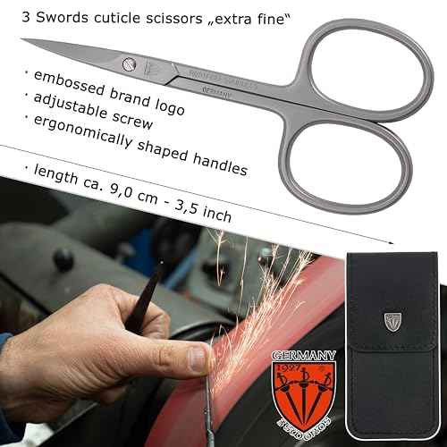 3 Swords Germany - brand quality STAINLESS STEEL INOX CURVED CUTICLE SCISSORS (1 PIECE) with case for manicure pedicure - nail care by 3 Swords - Made in Germany