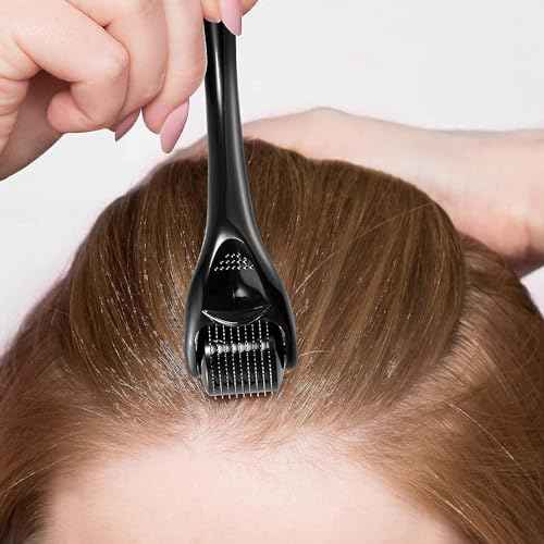 540 Titanium Derma Roller for Face Hair Beard Scalp,Beard Microneedle Roller,Personal Use Microneedling,Microdermabrasion Cosmetic Beauty Instrument for Men Women£¨Black 1.o£©