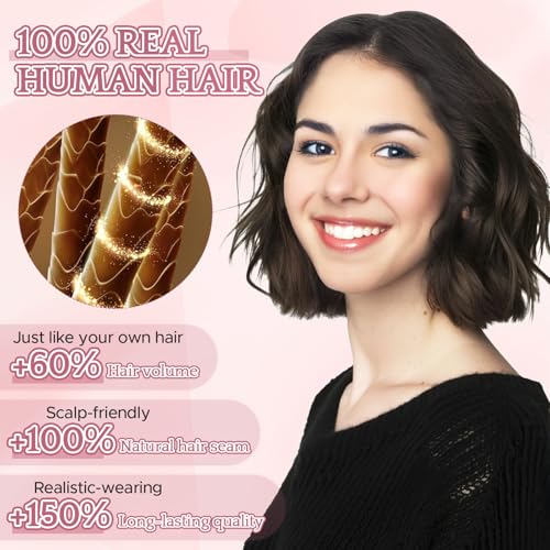 SEGO Human Hair Topper Double-Layer Hand-Stitched Thinning Hair Toppers for Women 360¡Æ3D Coverage Toppers Hairpieces Add Volume,11inch #04 Chocolate Brown,20g