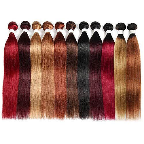 X-TRESS Honey Blone Bundle Human Hair Color #27 Hair Weave Straight for Women 100% Brazilian Virgin Remy Hair in Hair Extension Human Hair Weave Daily Use (24 Inch)