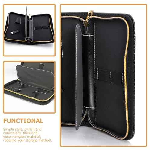 Leather Hairdresser Scissor Case - Grey Hair Stylist Shear Holder with Zipper Closure, Hair Tool Organizer for Salon and Travel