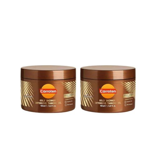 Carroten Gold Shimmer Intensive Tanning Gel | Browning Tan Accelerator | Non-Greasy, Water-Resistant with Carrot and Coconut Oil | Vitamin A & E For Moisture & Hydration | 5 Fl Oz (Pack of 2)