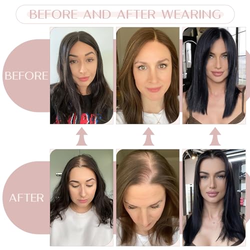 Hair Toppers for Women Real Human Hair with No Bangs Upgrade Lace Base 3.9 * 4.7 Inch Clip In Topper Hairpieces for Women #04 Chocolate Brown 8 Inch