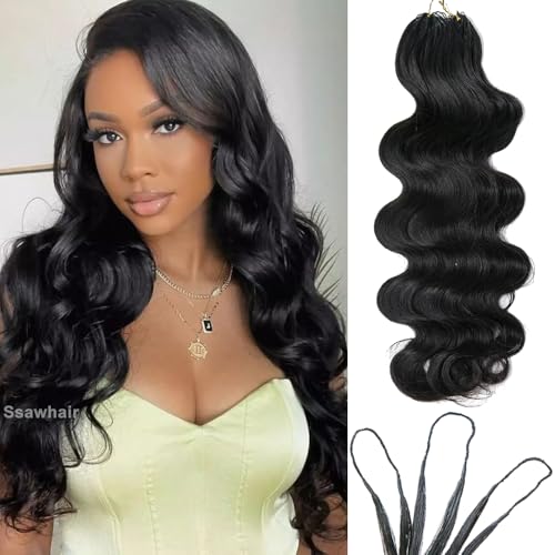 Body Wave Crochet Human Hair Knotless Pre-Separated Braid Virgin Human Hair With String Pre-Looped Reusable Feather Crochet Hair Extensions 18Inch 60g 50Strands