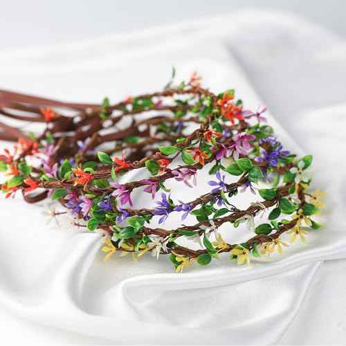 Handmade Purple Flower Crown Girls Headband Bridal Headpiece Flower Wreath for Women Hair Halo Floral Headdress for Weeding Party Festival Birthday