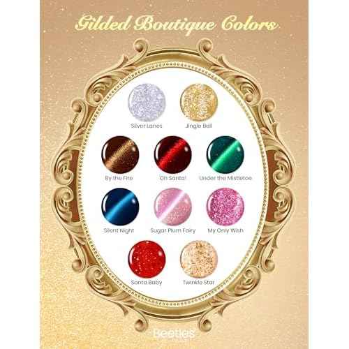 beetles Gel Polish Gilded Boutique Christmas Advent Calendar ? 24 Luxury Days of Gel Nail Polish Colors, Premium Gifts Box with Cat Eye Gel, Nail Care Tools & Mini UV Lamp for Women Holiday Gifting