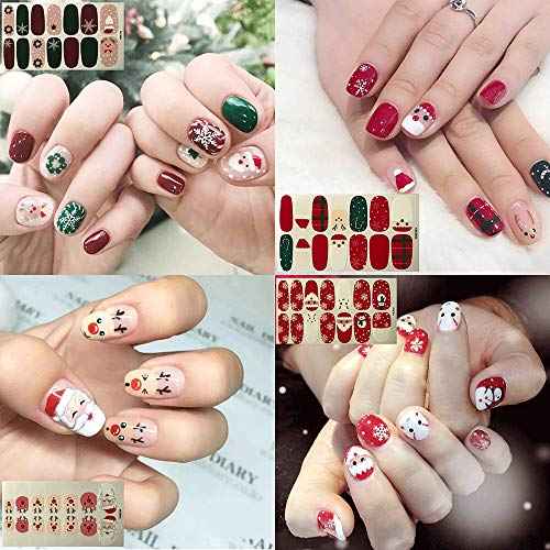 SILPECWEE 14 Sheets Nail Polish Strips Christmas Nail Wraps for Women Self Adhesive Nail Polish Stickers Gel Nail Strips Fingernails Stickers Holiday Nail Art Accessories with Nail File