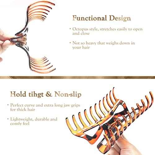 5.5¡± Large Hair Claw Clips, Big Hair Clips Enough to Hold Your Hair, Hair Clips for Women Thick Hair (Shiny-4pcs)