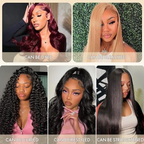 16A Straight Human Hair Bundles 100% Unprocessed Brazilian Virgin Hair, Natural Black Double Weft Extensions, Soft Remy Straight Weave 3 Bundles Deals (14 16 18 Inch)