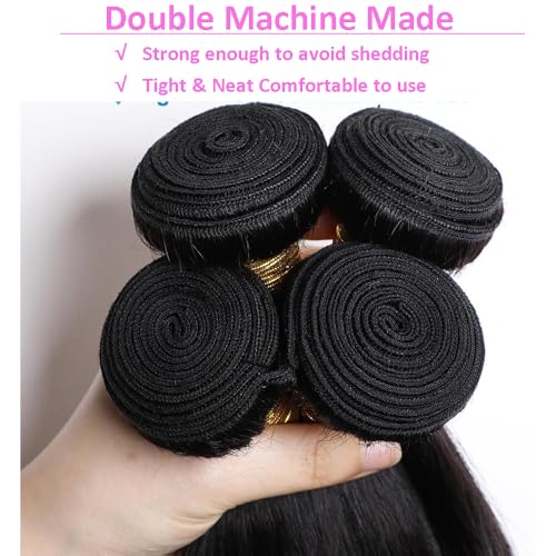MsSunlight 12A Body Wave Bundles Human Hair 14 16 18 20 Inch Human Hair Bundles 100% Unprocessed Brazilian Virgin Hair 4 Bundles Quick Weave Deals Human Hair Extensions for Women Natural Color