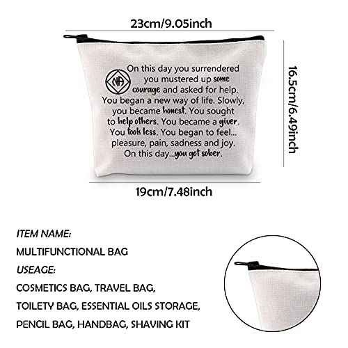 WCGXKO AA Gift NA Gift Addiction Recovery Sobriety Anniversary Zipper Pouch Makeup Bag for Step Sisters Sober Woman (got sober NA)