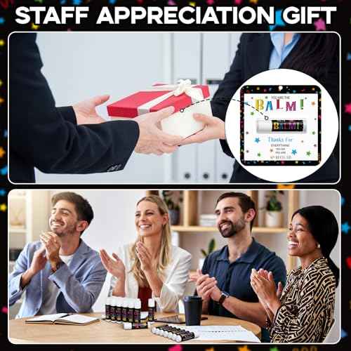 30 Pack Christmas Employee Appreciation Gifts Bulk Lip Balm Teacher Staff Team Xmas Thank You Gift You're the Balm Thanksgiving Party Favors Christmas Stocking Stuffers for Women Men Volunteer
