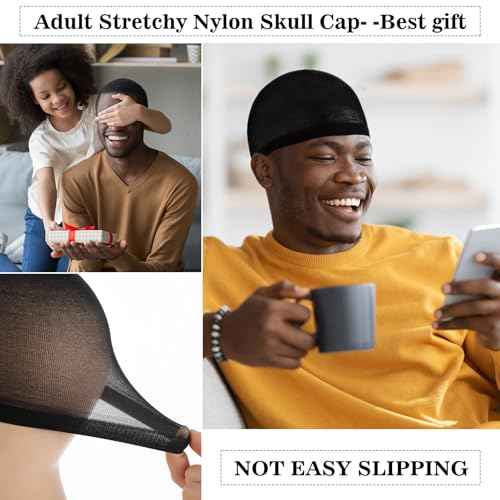 Ramede 10 Pcs Stocking Wave Cap for Men Adult Stretchy Nylon Skull Wave Lightweight Beanie Caps Waves for Man Women