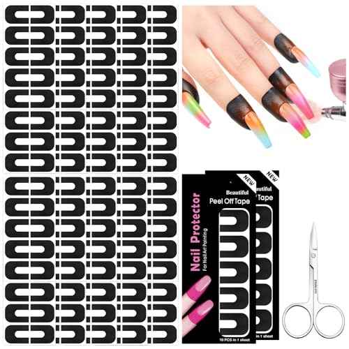 SAVILAND Nail Polish Protector for Fingers: 100PCS U V Protection U-Shaped Nail Protector Cuticle Protector for Nails Painting Peel Off Nails Tape for Airbrush Gel Polish Nail Art