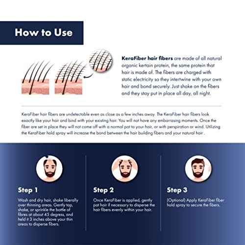 KeraFiber Professional Hair Building Fibres - Natural Keratin Hair thickener Fibres, Hair Powder for Men and Women, Full Head of Hair in 30 Seconds-Hair Fibres Dark Brown (5g/0.17oz) - Travel Pack