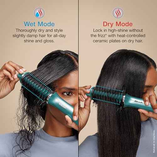 Shark Glossi 2-in-1 Hot Tool and Air Glosser, Ultra-Fast, Ultra-Glossy Blowouts at-Home, Heat-Controlled Ceramic, Curly, Coily, and Color Friendly, Jewel Teal, HT302TL